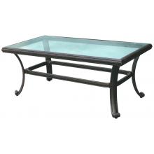 Darlee Series 50 Glass Top Aluminum Outdoor Patio Coffee Table - 42 Inch X 24 Inch Rectangular - Antique Bronze