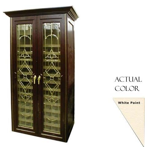Vinotemp VINO-440TDBON-W 350 Bottle Bonaparte Series Wine Cellar With Cornice - Glass Doors / White Cabinet