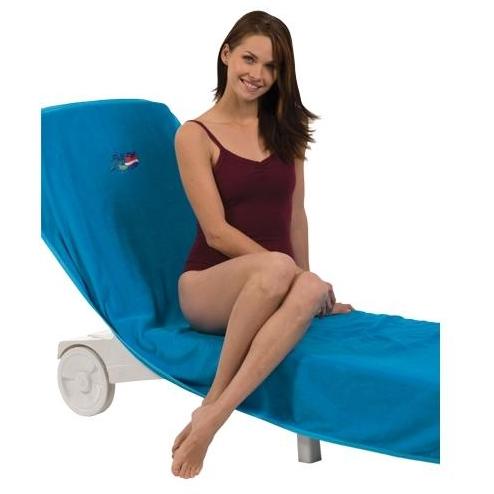 Terry Town Velour Chaise Lounge Chair Cover - Aqua