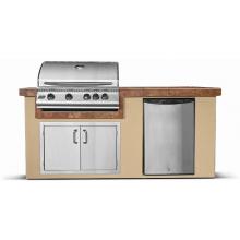 RCS Junior 32 Inch Propane Gas Grill Island With Stucco Base And Tile Top