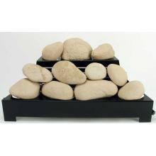 Rasmussen 24 Inch Beige ALTERNA Vent Free Natural Gas FireStones With Black Chassis And Variable Flame Remote