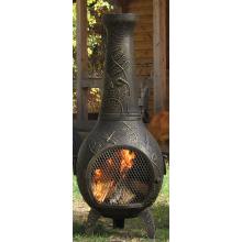 The Blue Rooster Dragonfly Style Cast Aluminum Chiminea - Gold Accent