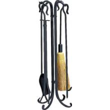 UniFlame 5 Piece Black Wrought Iron Heavy Weight Fireset With Rustic Design