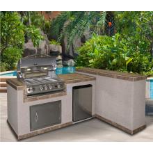 Cal Flame 2 Piece BBQ Island And Side Bar With 32 Inch Cal Flame Propane Gas BBQ Grill