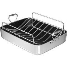 Chefs Design Traditional Series Aluminum French Roaster With Stainless Steel Roasting Rack - 18 Inch