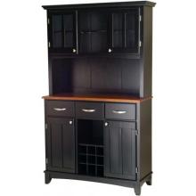 Home Styles Large Buffet Server & Hutch With Wood Top - Cottage Oak/Black - 5100-0046-42