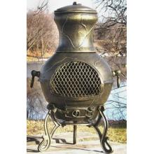 The Blue Rooster Etruscan Style Cast Aluminum Chiminea - Gold Accent