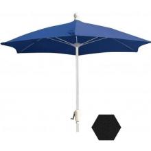 FiberBuilt Outdoor Umbrellas 7.5 Ft Hexagon Black Olefin Umbrella With Unfinished Aluminum Frame