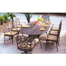 Darlee Catalina Cast Aluminum Patio Dining Table Set With Cushions - 96 Inch Oval