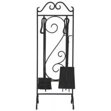 UniFlame 5 Piece Black Wrought Iron Fireset With Scrollwork