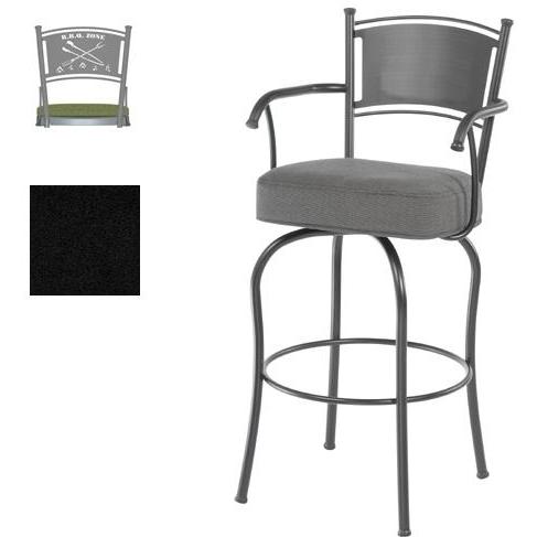 Garden Collection Bar Stool With BBQ Back - 34 Inch Seat With Arms - Black Garden Collection Bar Stool With BBQ Back - 34 Inch Seat With Arms - Black