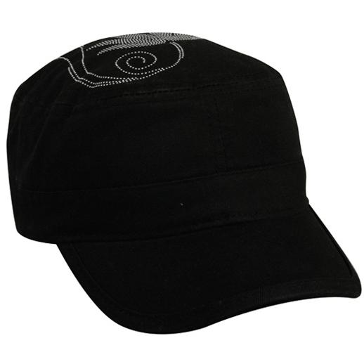 Outdoor Cap Ladies Military W/ Flower Design Cap - Black