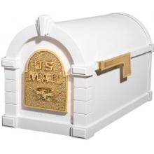 Original Keystone Series Mailbox - White W/ Polished Brass