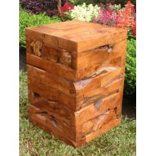 Groovy Stuff Square Bahamas Teak Wood Block Side Table - TF-632