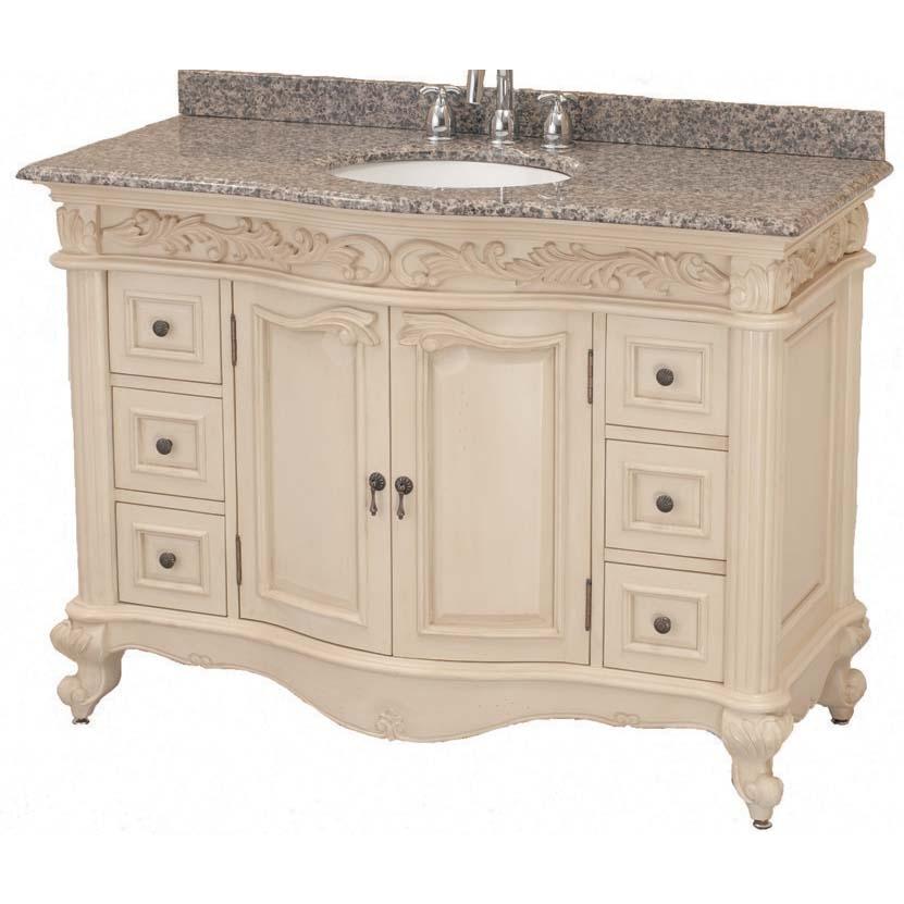 The Pegasus Estates 48 Inch Combo - Antique Bisque W/matching Granite Top (Faucet Sold Separately) - PEGFH-9016-48-WT