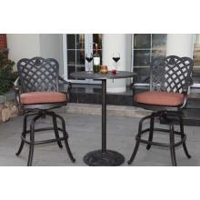 Darlee Del Mar Cast Aluminum Outdoor Patio Bar Set - 3 Piece Counter Height Bar Set With Cushions - Antique Bronze