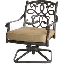 Darlee Santa Monica Cast Aluminum Outdoor Patio Swivel Rocker Club Chair With Cushions - Antique Bronze