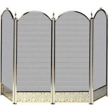 UniFlame 52 Inch Polished Brass Four Panel Fireplace Screen With Decorative Filigree