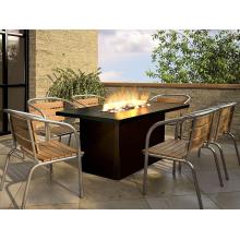 Firegear Key West Outdoor Propane Gas Fire Pit Dining Table With Slate Tile Top And Clear Fire Glass