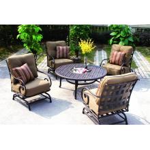 Darlee Malibu Spring Base Aluminum Outdoor Patio Club Chair Set With Cushions - Antique Bronze