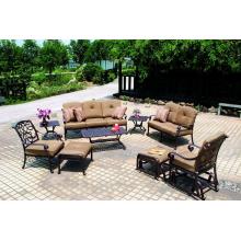 Darlee Santa Monica Cast Aluminum Outdoor Patio Lounge Set With Tea & Coffee Tables - Antique Bronze