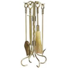 UniFlame 5 Piece Polished Iron Fireset With Twist Handles