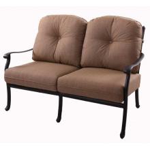 Darlee Sedona Cast Aluminum Deep Seating Outdoor Patio Loveseat With Sesame Cushions - Mocha