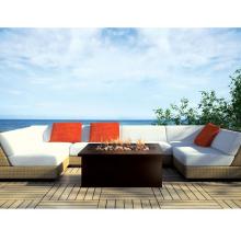 Firegear Key West Outdoor Propane Gas Fire Pit Coffee Table With Bronze Top And Clear Fire Glass