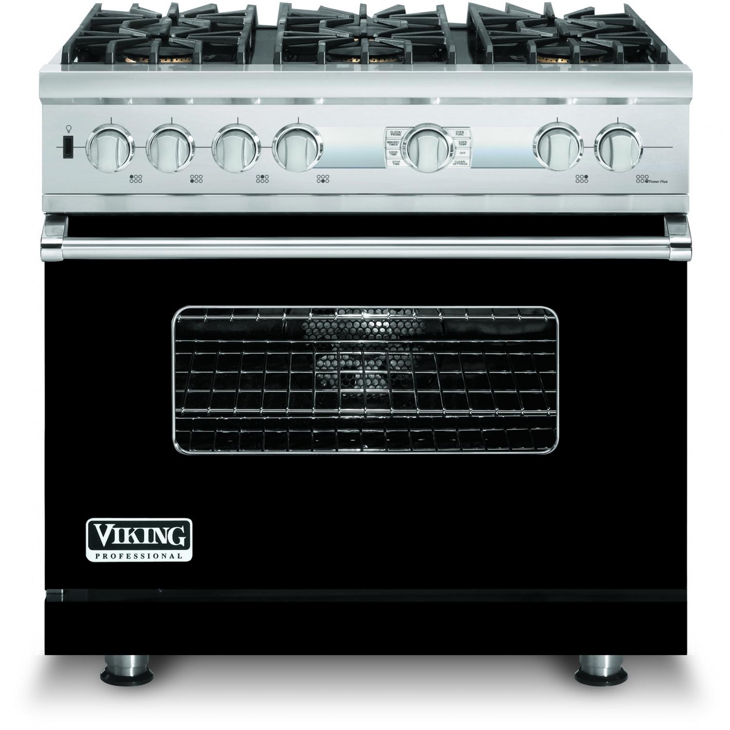 Viking VDSC536T-6B 36-Inch Professional Series Dual Fuel Electronic Control Natural Gas Range With 6 Burners - Black