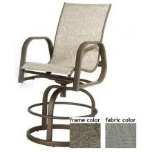 Bonaire Aluminum Upgraded Balcony Height Swivel Sling Barstool With Scavo Bronze Frame And A0109 Fabric