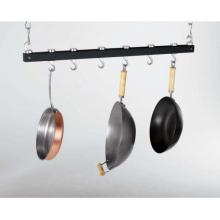 Concept Housewares CP40215 Dark Grey Wood Innovative 36-Inch Dual Track Ceiling Kitchen Rack