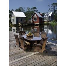 Lloyd Flanders Grand Traverse Woven Vinyl Outdoor Patio Dining Set - Caramel Finish - 7 Piece Set
