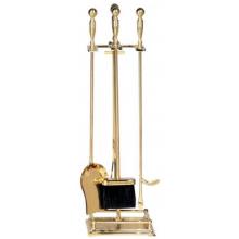 UniFlame 5 Piece Solid Brass Fireset W/ Ball Handle And Square Base