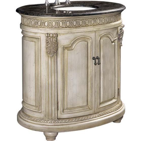 The Belle Foret Single Basin Bathroom Vanity W/Brown Calico Marble Top Antique Parchment (mirror And Faucet Not Included) - BF80042R