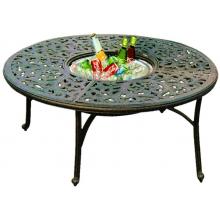 Darlee Catalina Cast Aluminum Outdoor Patio Tea Table W/ Ice Bucket Insert - 52 Inch Round
