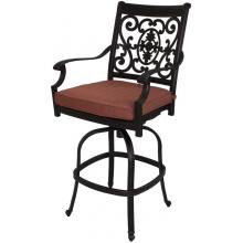 Darlee St. Cruz Cast Aluminum Outdoor Patio Swivel Bar Stool With Spicy Chili Cushion - Antique Bronze