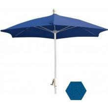 FiberBuilt Outdoor Umbrellas 7.5 Ft Hexagon Pacific Blue Olefin Umbrella With White Aluminum Frame