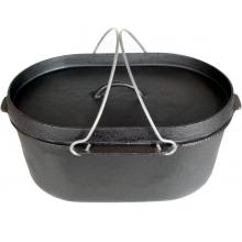 Cajun Cookware Pots With Lid 8 Quart Oval Seasoned Cast Iron Casserole Pot