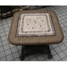 Outdoor GreatRoom Company Wicker End Table W/ Stone Top