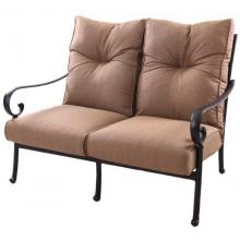 Darlee Santa Anita Cast Aluminum Deep Seating Outdoor Patio Loveseat With Sesame Cushions - Antique Bronze
