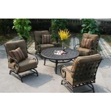 Darlee Malibu Spring Base Aluminum Patio Club Chair Set With Cushions