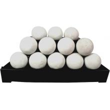 Rasmussen 30 Inch White ALTERNA See-Thru Vent Free Natural Gas FireBalls With Black Chassis And Variable Flame Remote