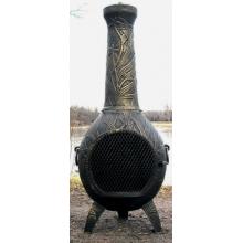 The Blue Rooster Orchid Style Cast Aluminum Chiminea - Gold Accent