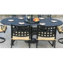 Alfresco Home Chateau 84 Inch Oval Dining Table & Base With Umbrella Hole - Antique Topaz
