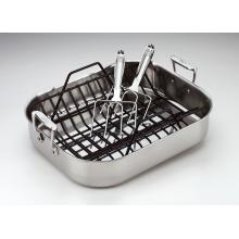 All-Clad Stainless Large Roti Pan With Rack & Turkey Forks