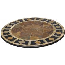 Alfresco Home San Marco 48 Inch Round Dining Table Top With Umbrella Hole - Black