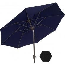 FiberBuilt Outdoor Umbrellas 9 Ft Octagon Black Olefin Umbrella With Champagne Bronze Aluminum Frame & Push Button Tilt