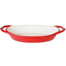 Lodge L Series Enamel Cast Iron 2 Quart Casserole Dish, Oval - Patriot Red