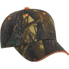 Otto Cap Camo Brushed Cotton Twill Sandwich Visor Low Profile Pro-Style Cap - D.Grn/Blk/D.Kha/N.Org