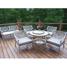 Oakland Living Stone Art 7 Piece Tacoma Deep Seating Conversation Set With Stainless Steel Ice Bucket - 42 Inch